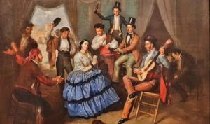 'Bailarina en una casa de carnaval'. Pintura de Manuel Cabral Bejarano (1827-1891), óleo sobre lienzo.