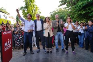 José Luis Rodríguez Zapatero con Lina Gálvez, Paco Cuenca, Olga Manzano y Paco Luis Benítez.