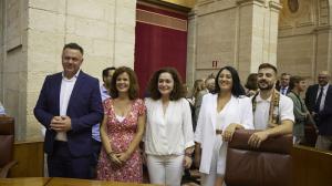 Juan Antonio Delgado, Esperanza Gómez, Inmaculada Nieto, Alejandra Durán y José Manuel Gómez Jurado, integrantes del Grupo Parlamentario Por Andalucía., en una imagen de archivo.