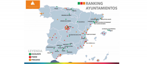 Mapa del ranking de ayuntamientos según su gasto social.