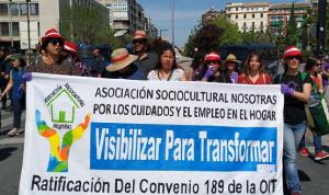 Marta Gutiérrez, con un colectivo en la manifestación del 1 de mayo.