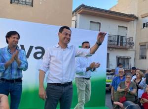 El candidato del PP-A a la Presidencia de la Junta, Juan Manuel Moreno, este jueves en Churriana de la Vega.