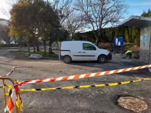 Un operario trabaja en los Paseíllos este miércoles.