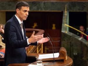 Pedro Sánchez en la tribuna del Congreso.