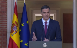 Pedro Sánchez, durante su comparecencia en la Moncloa.