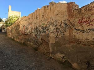 Estado del muro en la calle Parra de San Cecilio del Realejo.