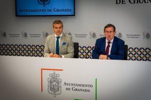 El coordinador y el portavoz del Grupo Municipal Popular del Ayuntamiento de Granada, Luis González y César Díaz.
