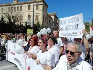 Socialistas en la última manifestación end efensa de la sanidad pública andaluza.