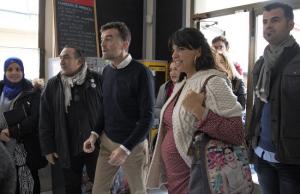 Teresa Rodríguez y Antonio Maíllo, con otros candidatos de Adelante, en Motril.