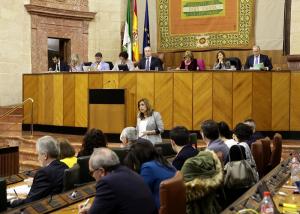 Susana Díaz, este jueves en el Parlamento.