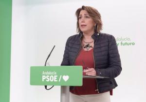 La secretaria general del PSOE-A, Susana Díaz, en rueda de prensa. 
