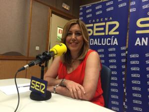Susana Díaz durante la entrevista en 'Hoy por Hoy' de la Cadena SER.