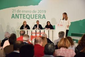 Susana Díaz, durante su intervención esta tarde en el acto del PSOE andaluz en Antequera.