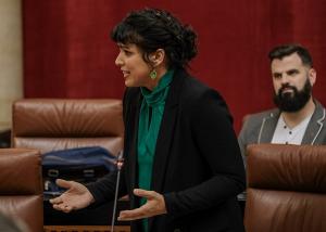 Teresa Rodríguez, el pasado miércoles en el pleno del Parlamento.