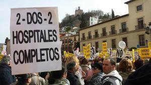 Una de las protestas para reclamar dos hospitales completos.