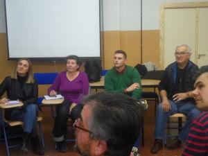 Marifrán Carazo y Rafael Caracuel durante su encuentro con representantes del alumnado.